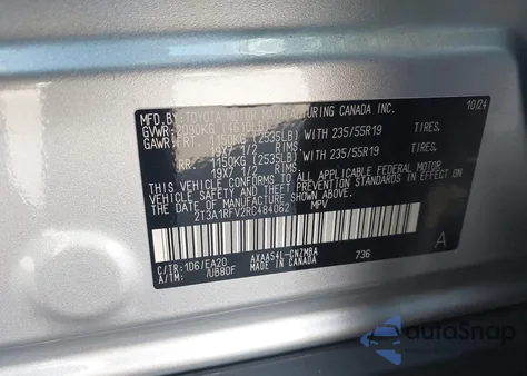 2024 Toyota Rav4 Xle Premium из США, поврежденный, VIN 2T3A1RFV2RC484062